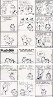 Jim Davis Garfield Daily Comic Strip Original Art Consecutive Group of 6 (PAWS/United Feature Syndicate, 2001).... (Total: 6 Original Art) | Heritage