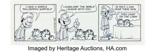Davis, Jim | Jim Davis Garfield Consecutive Daily Comic Strip Original Art Group of 6 (PAWS/Universal Press Syndicate, 2001).... (Total: 6 Original Art) | Heritage