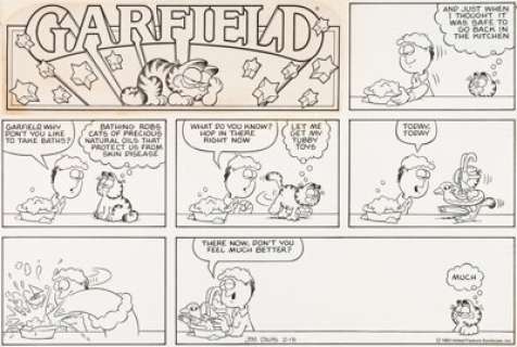 Davis, Jim | Jim Davis Garfield Sunday Comic Strip Original Art dated 2-13-83 (United Feature Syndicate, 1983).... | Heritage