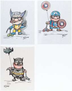 Unidentified Fantasy Artist | Gary Bilodeaux - Mr. Fredrickson Cosplay Illustration Original Art Group of 3 (2022).... (Total: 3 Original Art) | Heritage