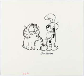 Jim Davis - Classic Garfield And Odie Original Art (C.1980). |  | Heritage