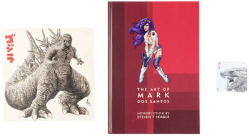 Mark Dos Santos - Godzillla Illustration Original Art with Book and Print (2012). (Total: 3 Items) | Heritage