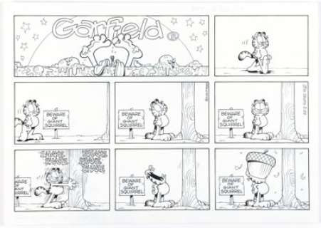 Jim Davis Garfield Sunday Comic Strip Original Art dated 2-22-09 (PAWS, 2009). | Heritage