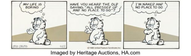 Jim Davis Garfield Daily Comic Strip Original Art dated 4-22-86 (United Feature Syndicate, 1986). | Heritage