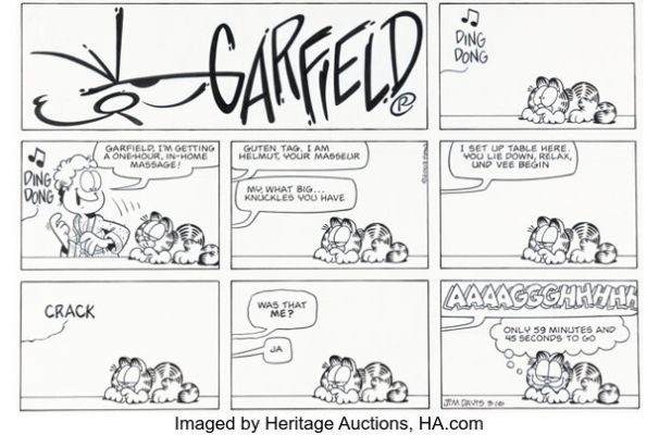 Jim Davis Garfield Sunday Comic Strip Original Art dated 3-16-03 (PAWS, 2003). | Heritage