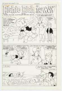 Ben Brown (attributed) Richie Rich Gems #1 "The Run" Complete 5-Page Story Original Art (Harvey, 1974). (Total: 5 Original Art) | Heritage
