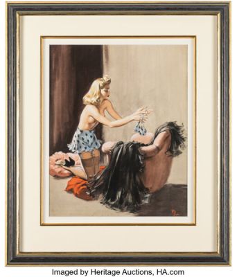 David Wright Come into My Parlour Paperback Cover Painting Original Art (The Leisure Library, 1950). | Heritage