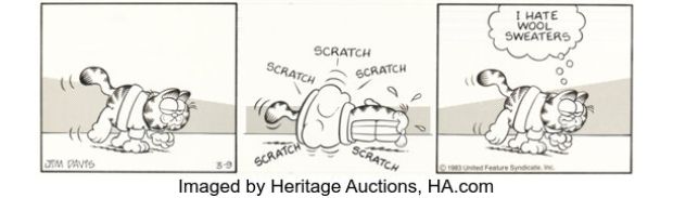 Jim Davis Garfield Daily Comic Strip Original Art dated 3-9-83 (Universal Feature Syndicate, 1983). | Heritage