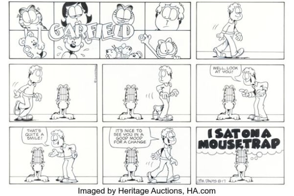 Jim Davis Garfield Sunday Comic Strip Original Art dated 8-17-03 (PAWS, 2003). | Heritage