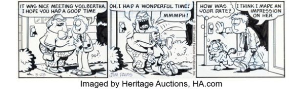 Jim Davis Garfield Daily Comic Strip Original Art dated 3-28-87 (United Feature Syndicate, 1987). | Heritage