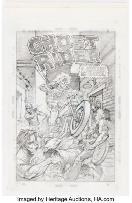 Mike Ploog Marvel Spotlight #5 Ghost Rider Cover Re-Creation Original Art (undated). | Heritage