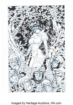 Alex Lei [Renato Camilo printed blue lines] Crossed Plus One Hundred: Mimic #6 Variant Cover Original Art (Avatar Press, 2018).