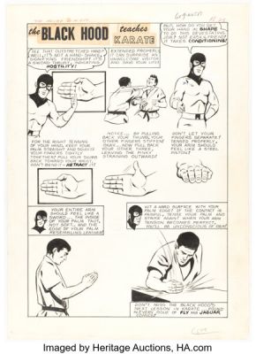 John Rosenberger Adventures of the Jaguar #14 Black Hood One-Page Feature Original Art and Stat Letters Page Group of 2 (Archie, 1963). (Total: 2 Original Art) | Heritage