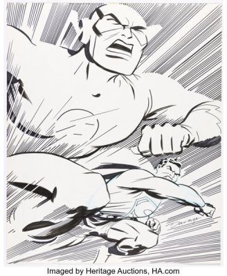 Darwyn Cooke - DC: New Frontier Superman and Flash Race Illustration Original Art (c. 2000s). | Heritage