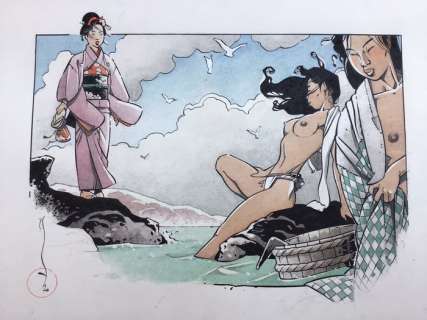 Michetz, Marc - Dessin original en couleur -Â En attendant Kogaratsu - (2020)