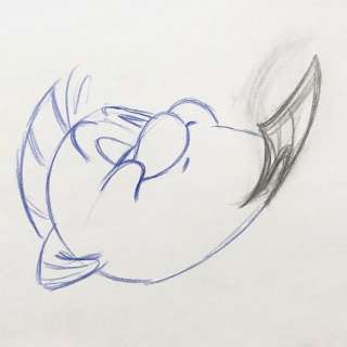 Walt Disney Feature Animation - The Little Mermaid - Original Rough Animation Drawing of Flounder - "Part of your World’ scene - First edition - (1989) | Catawiki