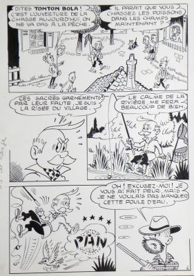 Histoire » La Chasse Est Ouverte » – Michel-Paul Giroud | « Tonton Bola » – Planche Originale – Page 6 | Zic et Bul