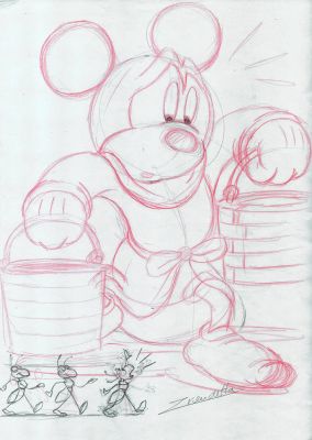 Sorcerer Mickey – Carrying Water Buckets Sketch | Corner4art