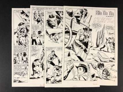 Rin Tin Tin e Rusty - C. Marcello - 4x tavole originali "Eau de feu et poudre d’or" - Loose page - First edition | Catawiki