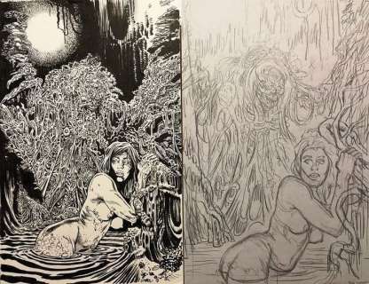 Horror - The Bog Beast - Mark Bloodworth - 4 x Bog Beast Cover Art - Original Art