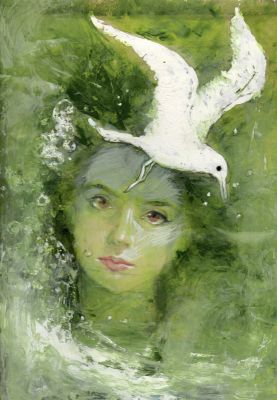 Mario Tempesti | Copertina non identificata n.2 (Ritratto di ragazza con gabbiano) | Tavole Originali