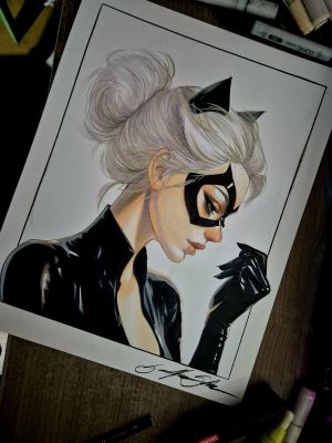 Guilherme Silva - BLACK CAT - Pinup art by Guilherme Silva - 11" x 14"