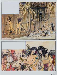 Manara | Christophe Colomb, planche n°13 au feutre, Ã  l&#… | Banque Dessinée