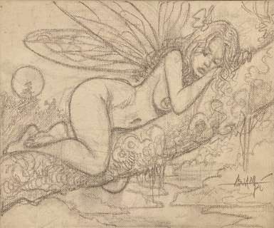 Aouamri, Mohamed - Dessin original sur toile - La Fée clochette - (2013) | Catawiki