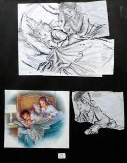 Marlier Marcel | Â«Drôles de FantômesÂ». Ensemble de 2 crayonnés Ã  la mine | Tessier Sarrou