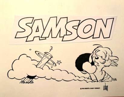 Wim Swerts - Originele tekening - Merchandiseontwerp voor de Samsonschoendozen - (1992) | Catawiki