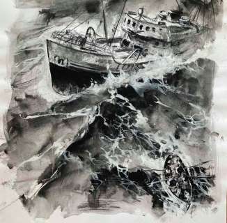 Follet, René - Dessin original - Le sauvetage par SOS Bagareur - (2013) | Catawiki