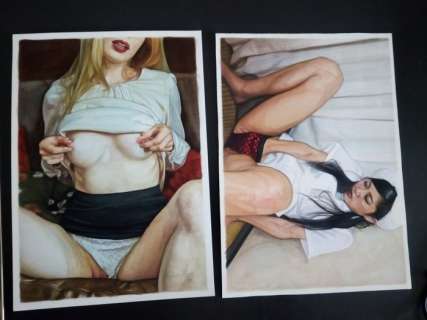 Ariel Zittermann | Sexy pin-up - 2 dessins originaux par Ariel Zittermann - Format (2x): 20 x 30 cm. - (2019) | Catawiki