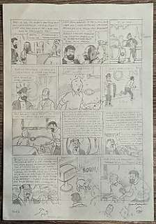 Yves Rodier - Rodier, Yves - Planche originale (p.6) Ã  la mine de plomb - Tintin et l‘Alph-Art - (1987)