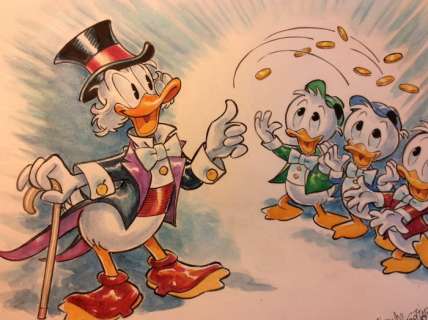 Alessandro Gottardo | Donald Duck - â€œIl meritato premio ai nipotiniâ€ - Page volante - Exemplaire unique - (2020/2020) | Catawiki