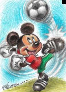 Joan Vizcarra | Mickey Mouse Soccer Player - Original Drawing - Joan Vizcarra | Catawiki