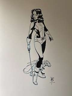 Paul Smith - X-Men - Kitty Pryde and Lockheed sketch pencil & ink by Paul Smith - Page volante - EO