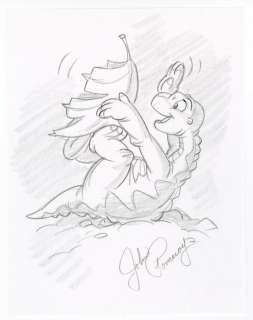 Don Bluth | Don Bluth - Original Drawing - The Land Before Time - Little foot by John Pomeroy - Exemplaire unique - (1988) | Catawiki