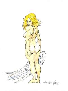 Mike Hoffman | Hoffman - Sexy Good Girl Pin-Up, Watercolor, 2002 NO RESERVE! | Russ Cochran