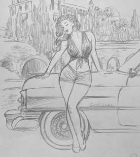 Paturaud, Laurent | Paturaud, Laurent - Crayonné original - Transparences Cadillac Series 2 - 1952 | Catawiki