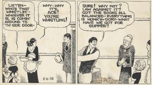 80: Gray Little Orphan Annie 8/6/38 original comic art | Russ Cochran