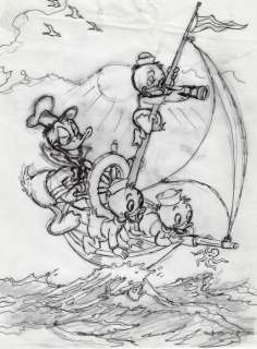 Tony Fernandez, Disney Artist | Donald Duck & The Nephews By Karl Barks - Original Sketch - Tony Fernandez | Catawiki