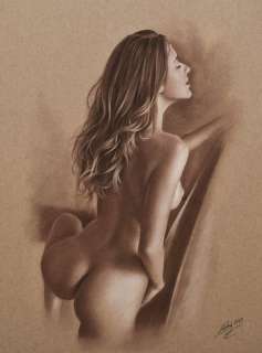 Denis Prenzel | Denis Prenzel - Original drawing - Pin-up - Angela - Size: 30 x 40 cm. | Catawiki