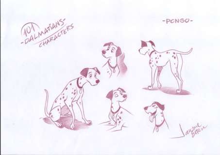 Jaume Esteve, Disney Artist | 101 Dalmatians Characters : PONGO - Original Drawing - Jaume Esteve Signed - Pencil Artwork | Catawiki