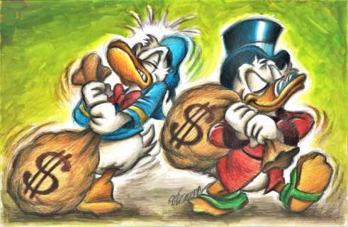 Joan Vizcarra | Donald Duck & His Uncle $crooge - Original Artwork - Joan Vizcarra - Acrylic - 50 x 32 cm | Catawiki