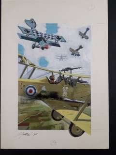 Alarico Gattia | Alarico Gattia - Illustrazione Originale "Combattimento Aereo" - Firmata - Page volante - Exemplaire unique - (1985) | Catawiki