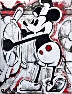 Ruttum, Street Artist | Mickey Steamboat Willie - Original Street Art Painting - RUTTUM - 116x3x89 cm - Acrylic Art | Catawiki