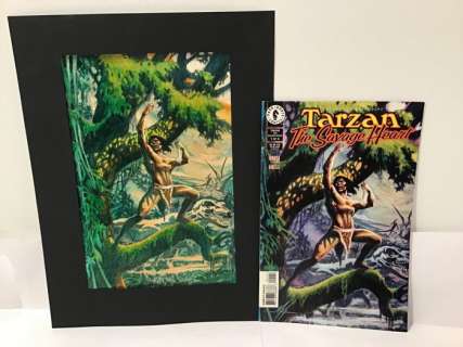 Mike Grell | Tarzan - Original painted cover by Mike Grell - Tarzan - The savage heart #1 + comic - (1999) | Catawiki
