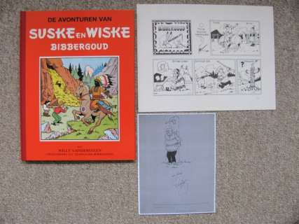 Willy Vandersteen / Paul Geerts | Suske en Wiske - De Baeke uitgave - Bibbergoud - Grootformaat album met pentekening door Paul Geerts + bijlage - Cartonné - EO - (1992) | Catawiki