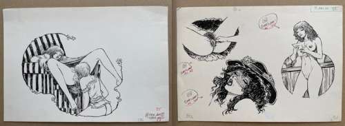 Géron, Jacques | Géron - 2x Dessin original - Page volante - Exemplaire unique | Catawiki