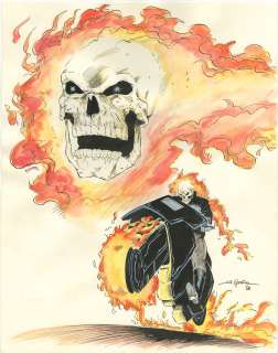 JASON MOORE GHOST RIDER WATERCOLOR Painting